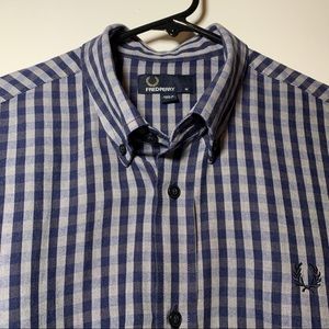 Fred Perry Gingham Check Button Down Collar Medium